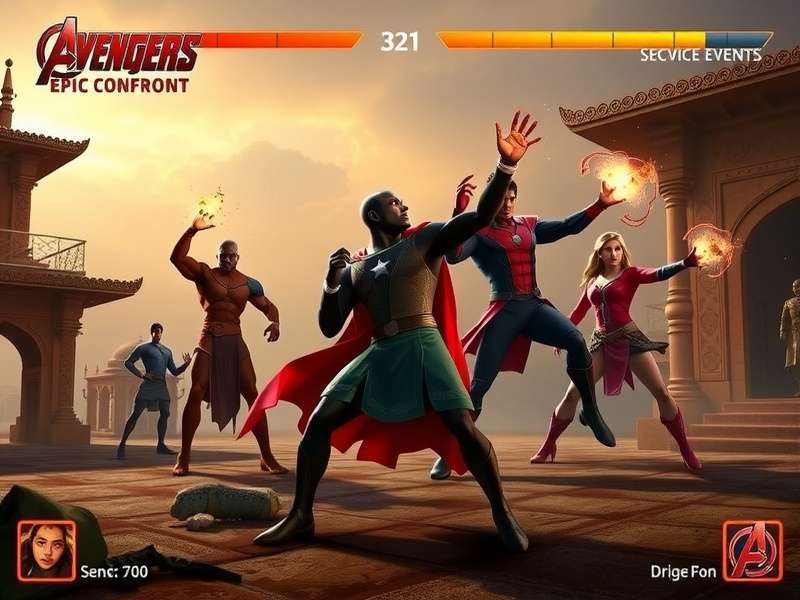Avengers Epic Confront gameplay screenshot showing multiple superheroes in action